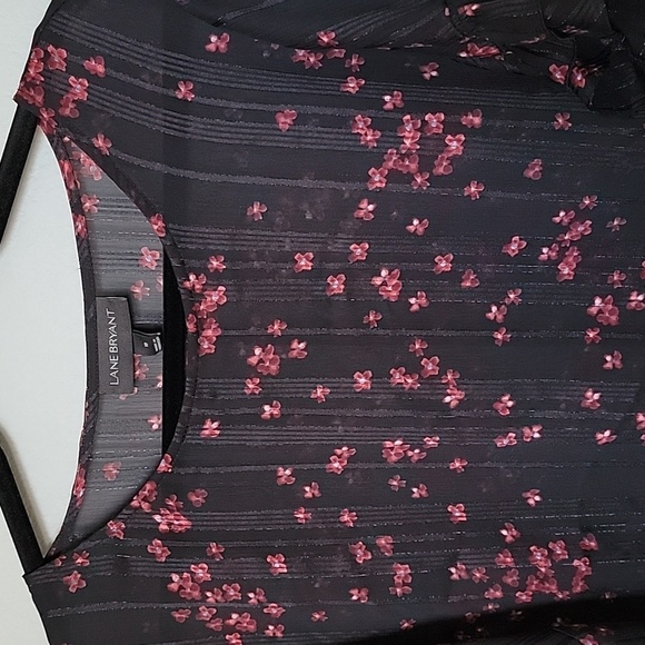 Lane Bryant Romantic Spring Office floral sheer ruffle sleeve top size 18 - Picture 4 of 6